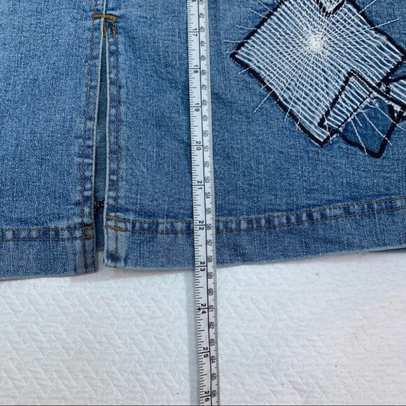 Vintage🌺kk Perfino Denim Jean Pencil Knee Length Skirt Size XS - Picture 9 of 10